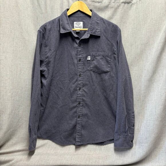 Diamond Supply Co Flannel Grey Cotton Long Sleeve‎ Button Down Shirt Men’s - Picture 7 of 9